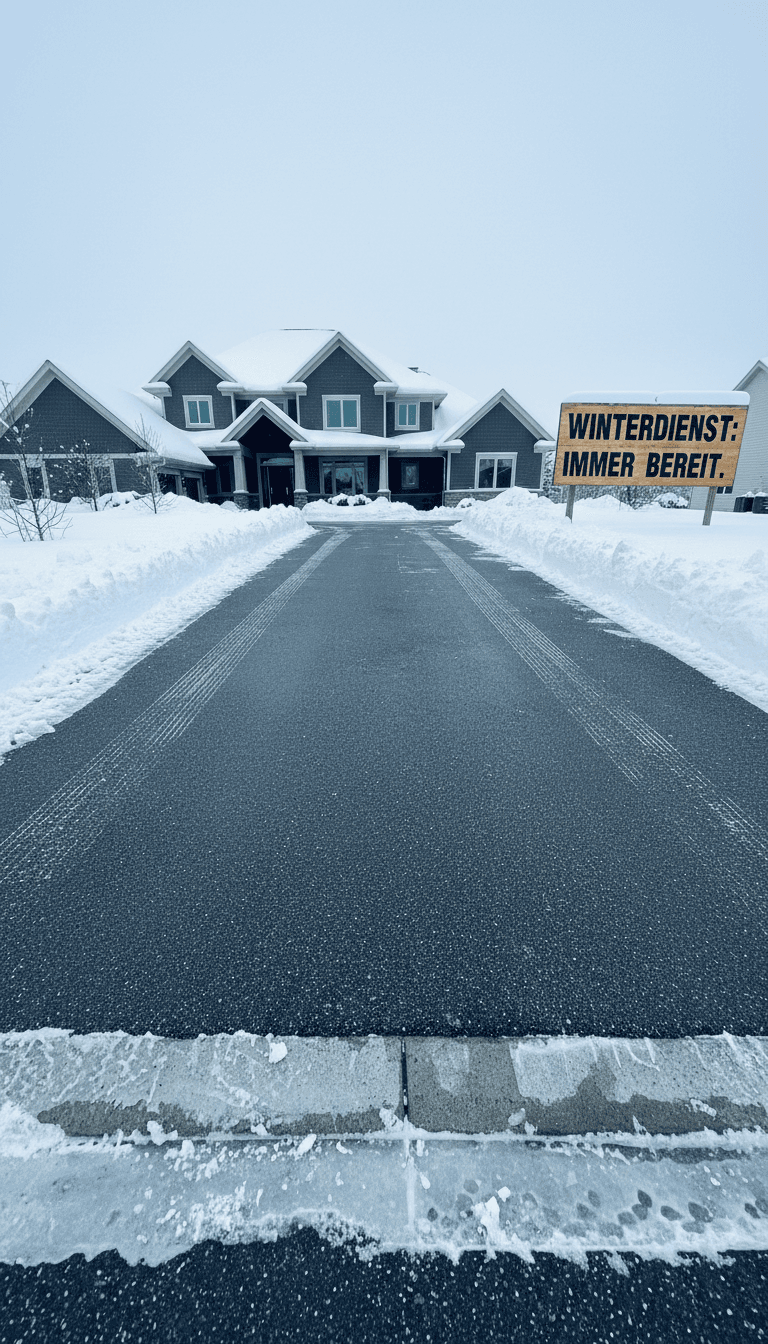 Geräumte Einfahrt nach dem Winterdienst