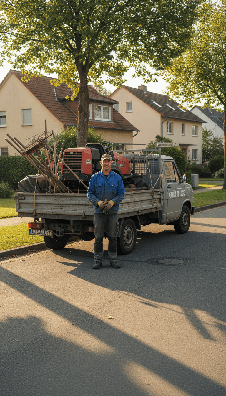 Ein Mitarbeiter von Dabak Dienstleistungen am Einsatzort in Schweinfurt